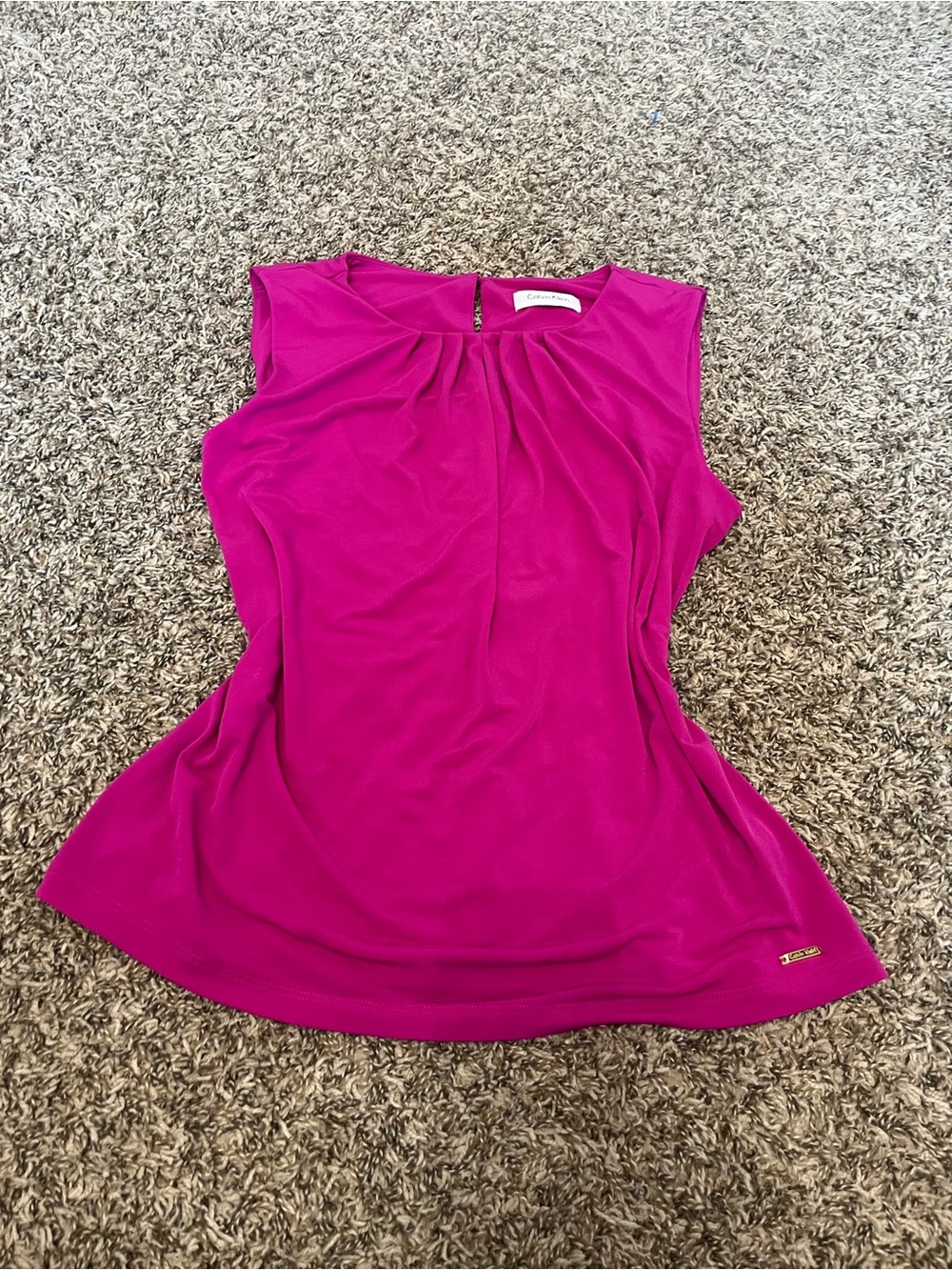 Calvin Klein Fuchsia Sleeveless Pleat-Front Camisole
